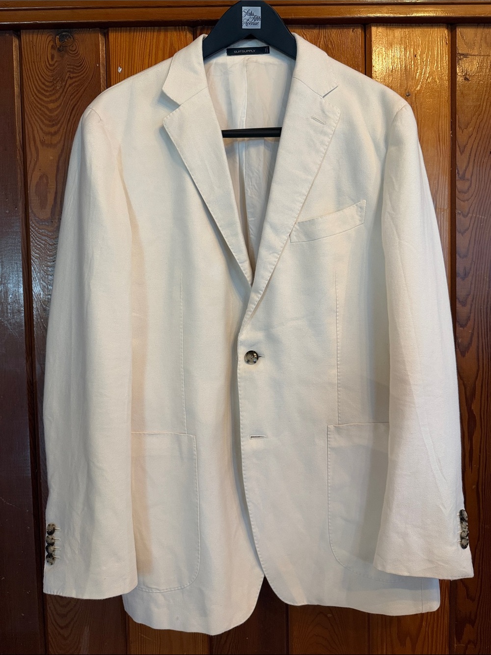 Suit Supply Creme/white Tailored Fit Havana Suit Subalpino Fabric from italy 40R